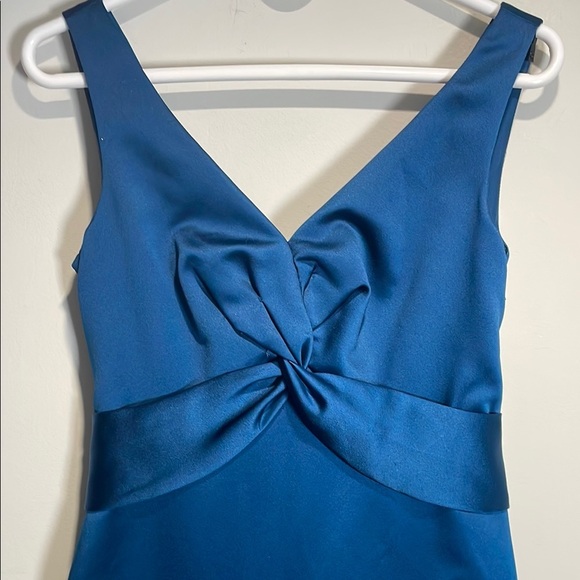 David's Bridal Teal Embroidered V-Neck Sleeveless dress gown - back shown first - Picture 10 of 10